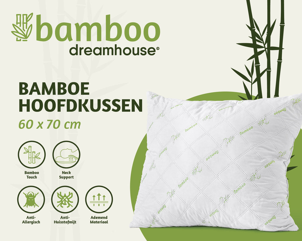 Bamboe Hoofdkussen Wit 60 x 70 cm