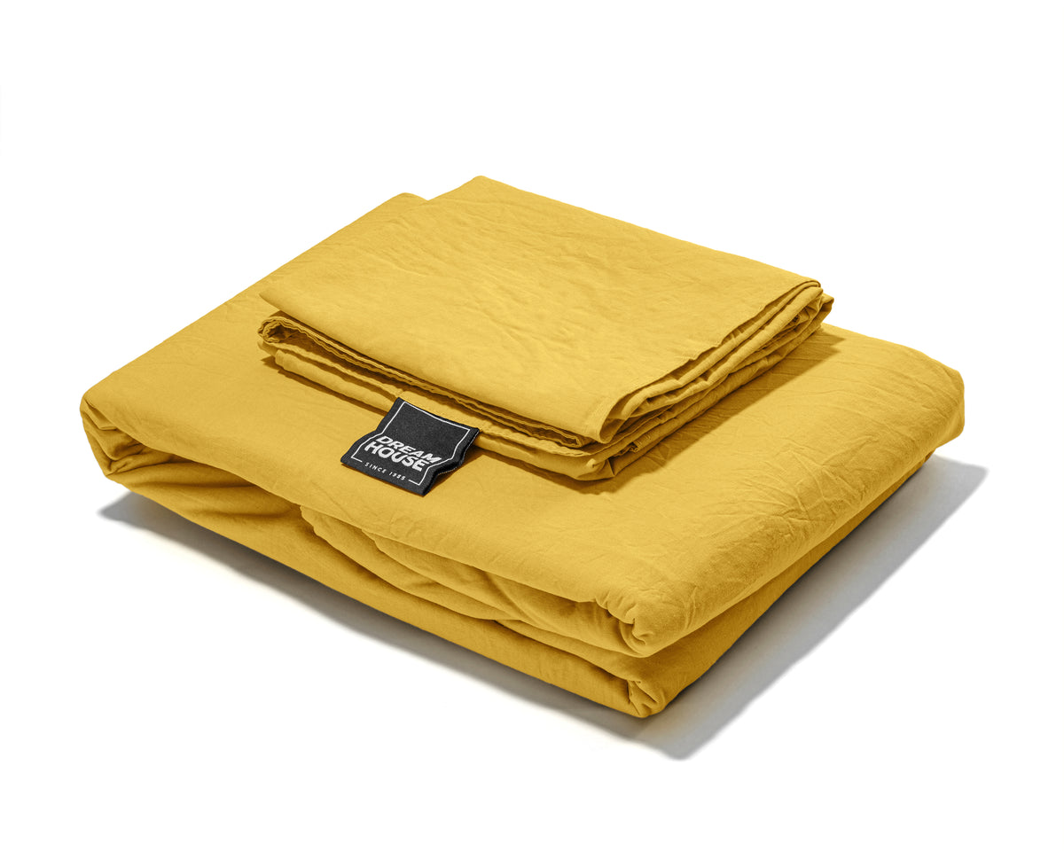 Dekbedovertrek Stone washed Mustard