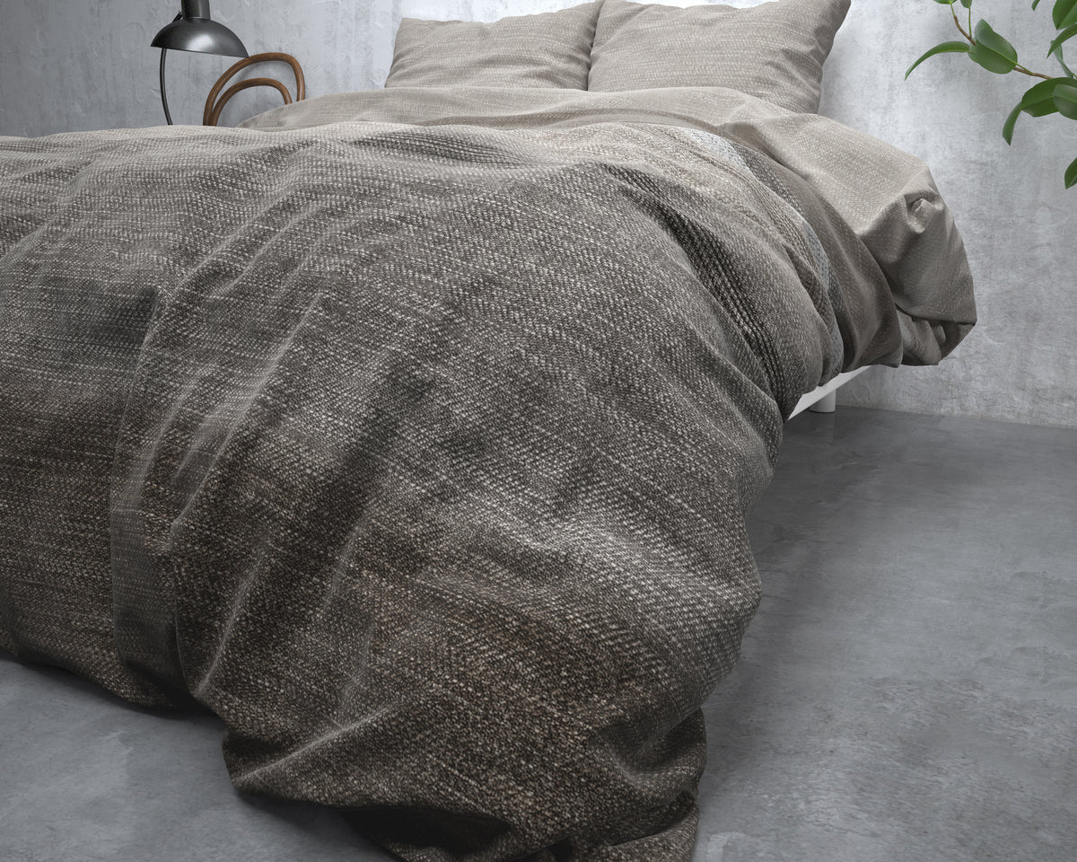 Dekbedovertrek Flanel Stone Stripe Taupe