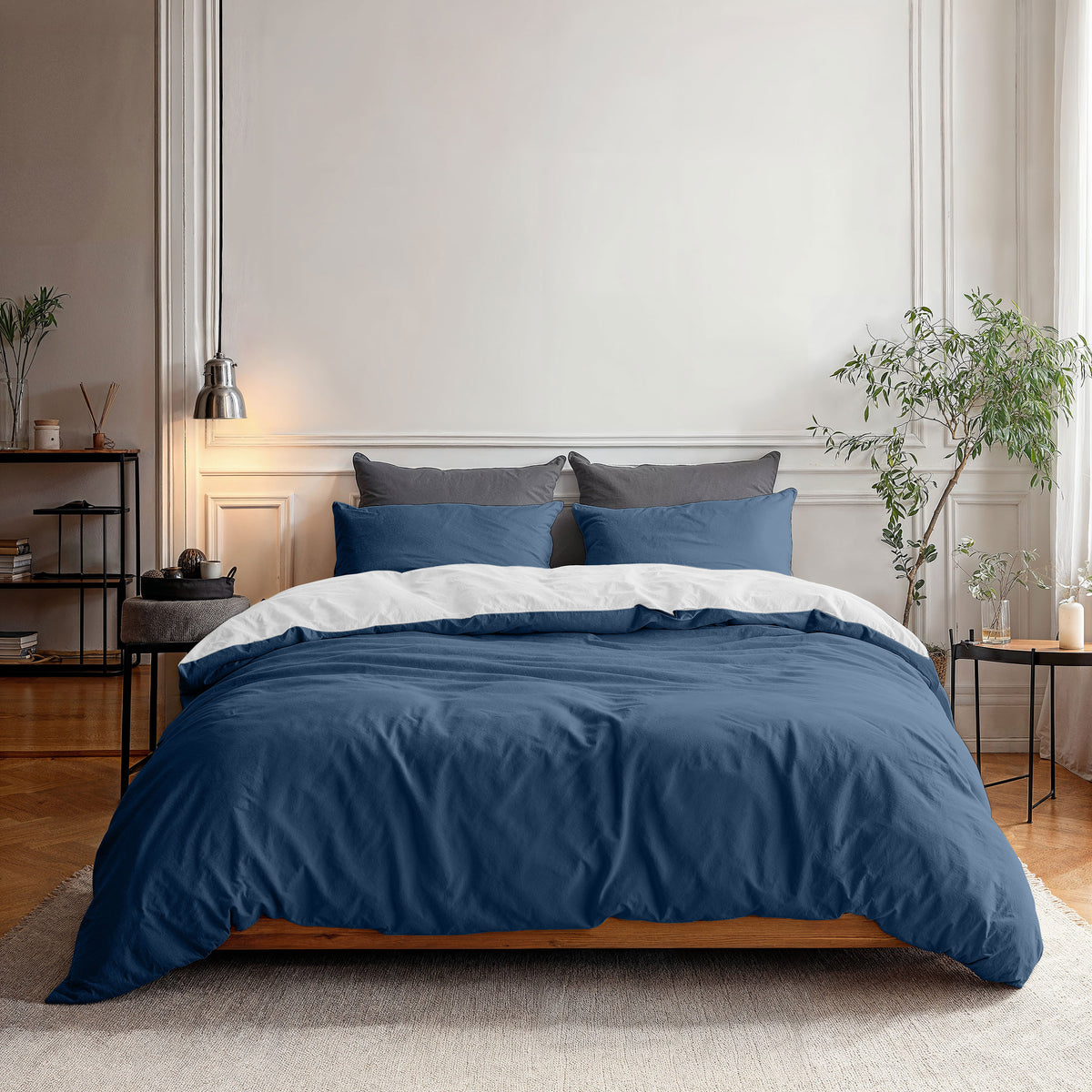 Dekbedovertrek Twin Face Navy/Wit