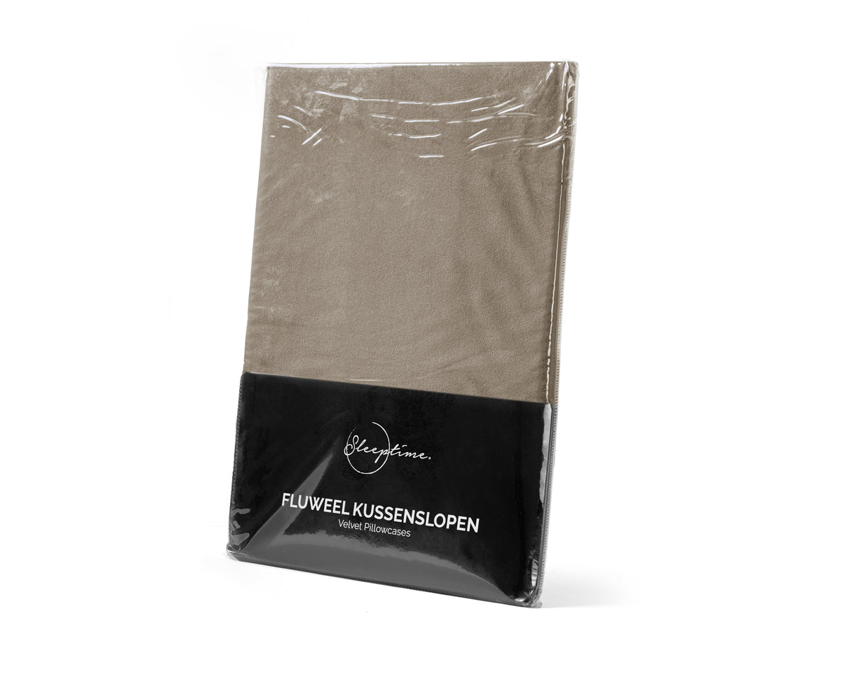 Velvet 2 in 1 kussenslopen Taupe/Grijs