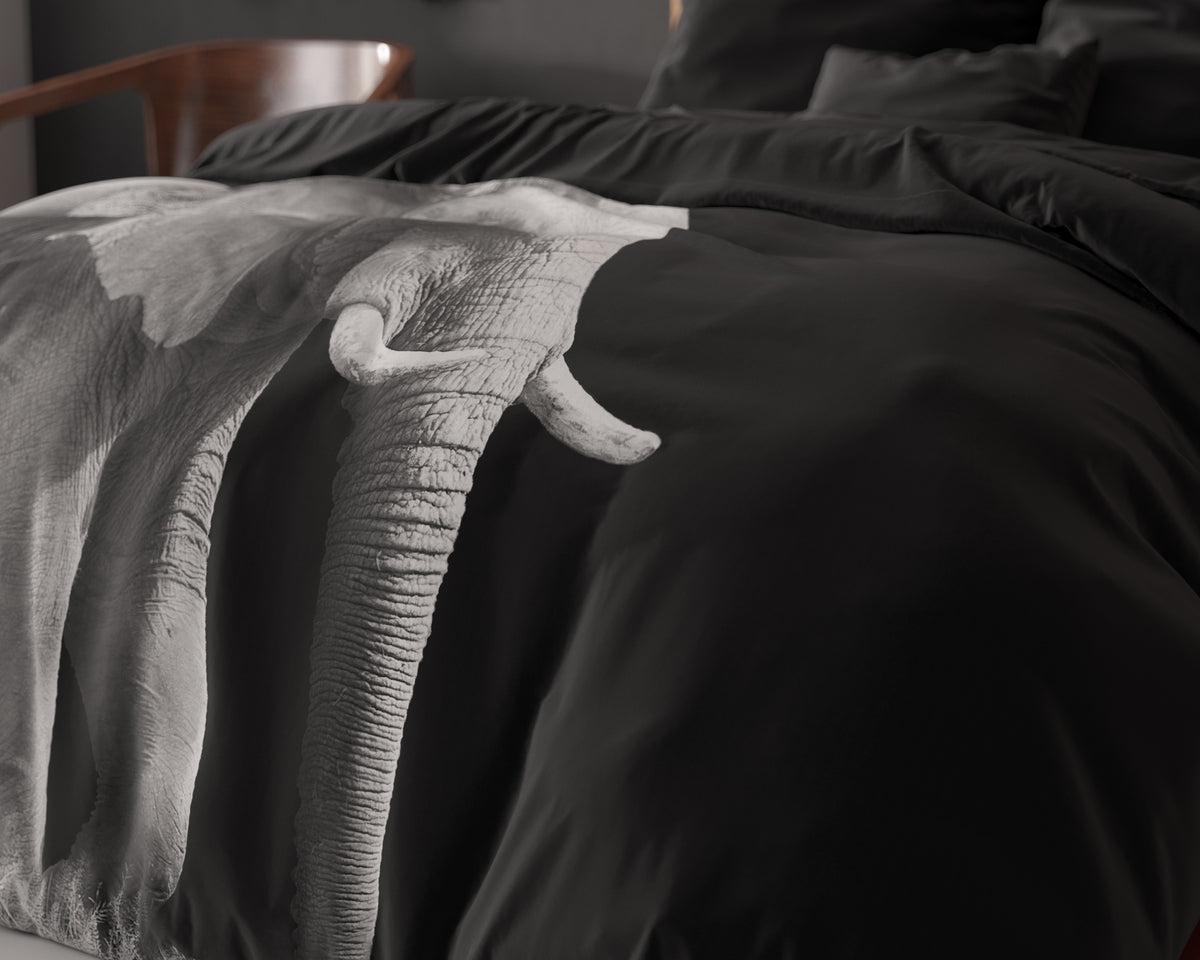 Dekbedovertrek Elephant Zwart