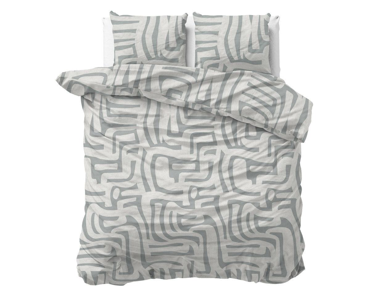 Dekbedovertrek Flanel Danis Groen/Grijs