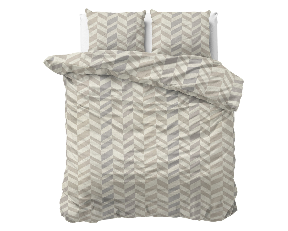 Dekbedovertrek Chevron Beige/Zand