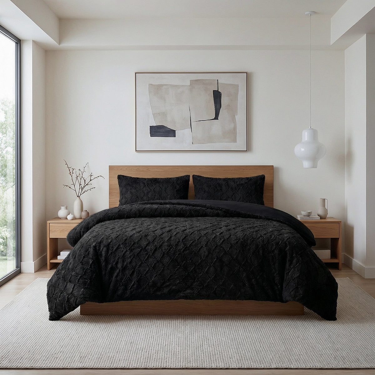 Dekbedovertrek Faux Fur Syon Zwart