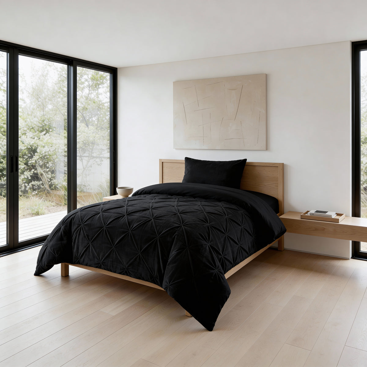 Dekbed Zonder Overtrek Velvet Pintuck Zwart – Wasbaar, extra lang 220 cm