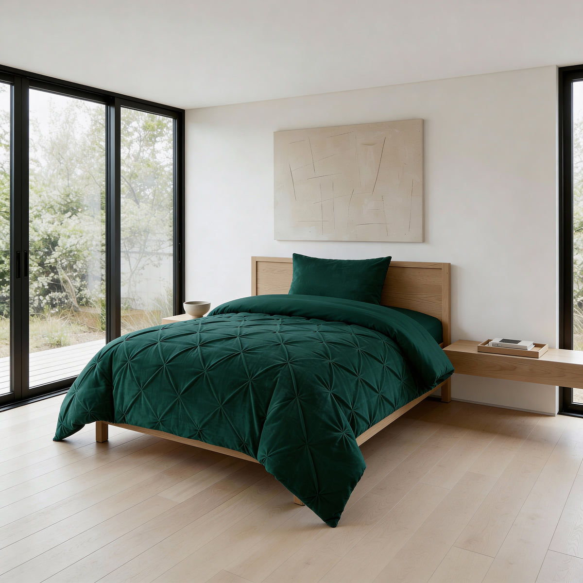 Dekbed Zonder Overtrek Velvet Pintuck Groen – Wasbaar, extra lang 220 cm