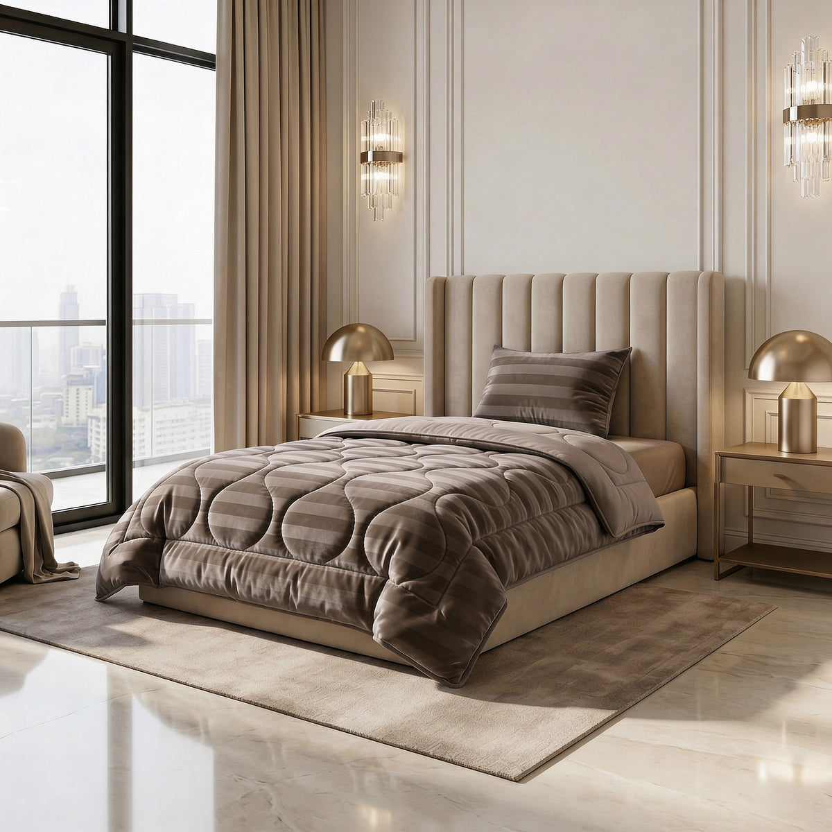 Dekbed Zonder Overtrek Hotel Velvet Taupe – Wasbaar