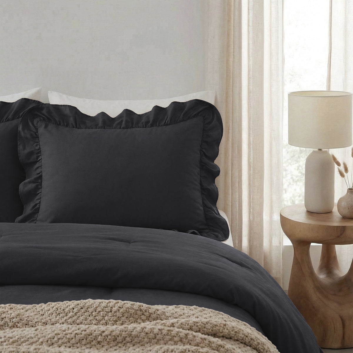 NordDream Lazy Ruffles Kussenslopen 2Pack Antraciet