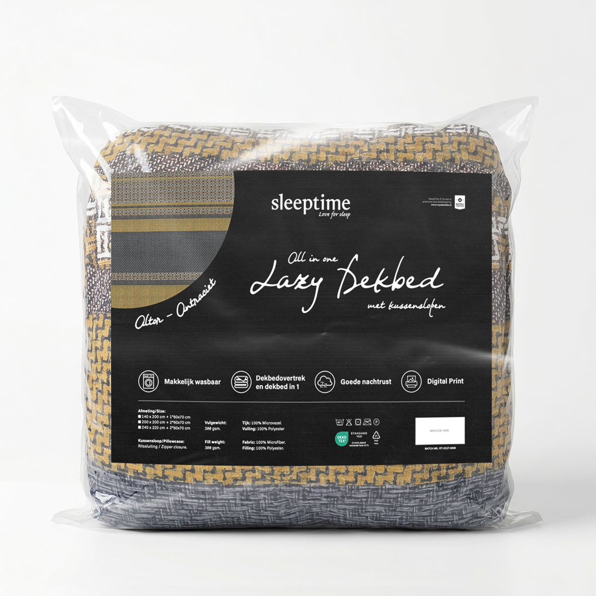 Lazy Dekbed Altor Antraciet Met Kussenslopen