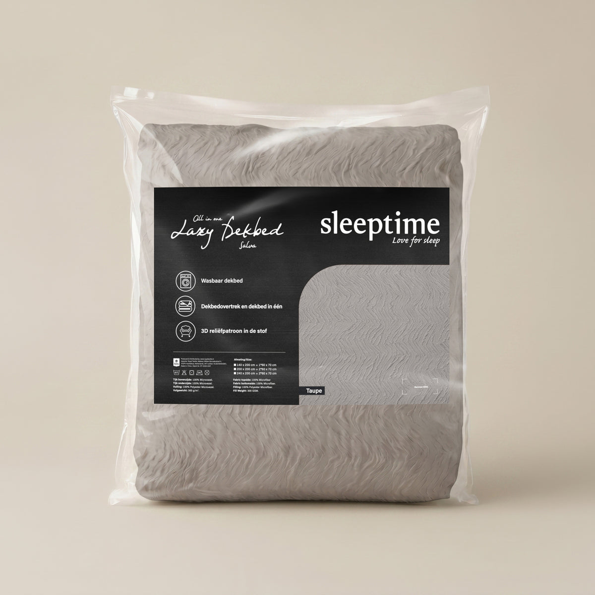 Lazy Dekbed Salva Taupe Met Kussenslopen