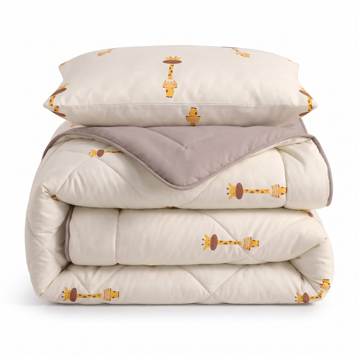 Kinderdekbed Zonder Overtrek Giraf Beige – Wasbaar 140 x 200 cm