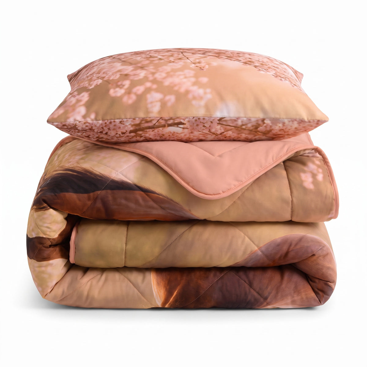 Kinderdekbed Zonder Overtrek Luxe paard Roze – Wasbaar 140 x 200 cm
