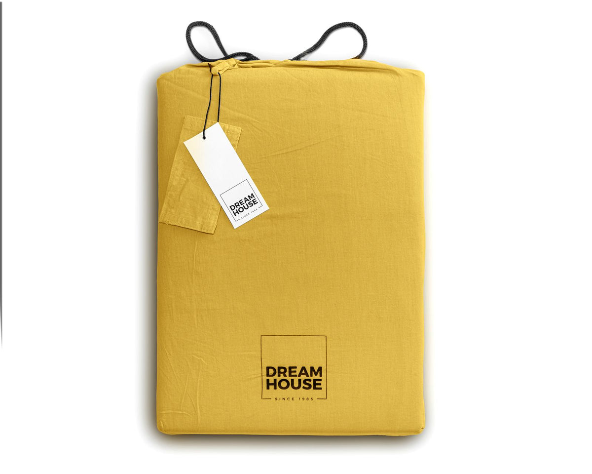 Dekbedovertrek Stone washed Mustard