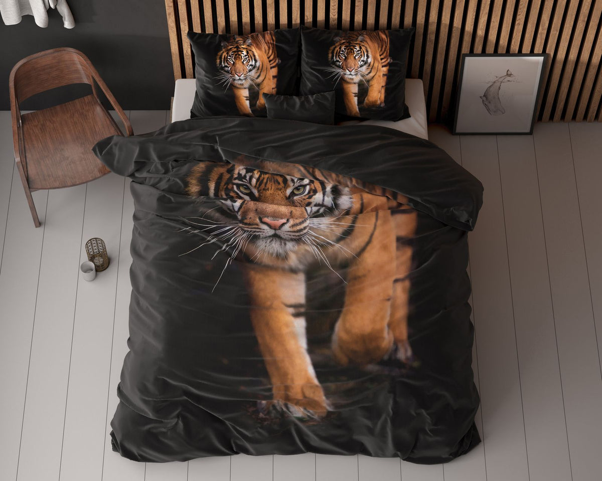 Dekbedovertrek Tiger icon Zwart
