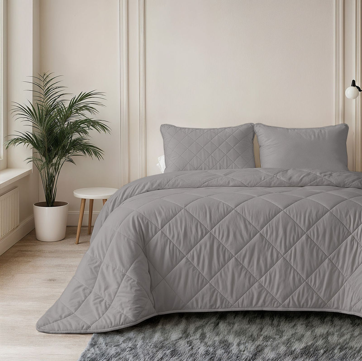 Lazy Dekbed Uni Grijs Met Kussenslopen