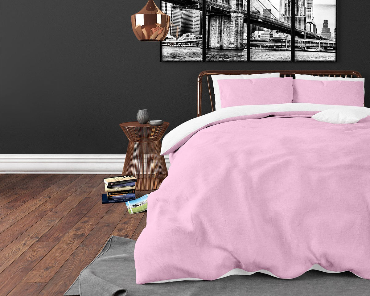 Dekbedovertrek Twin Face Roze/Wit