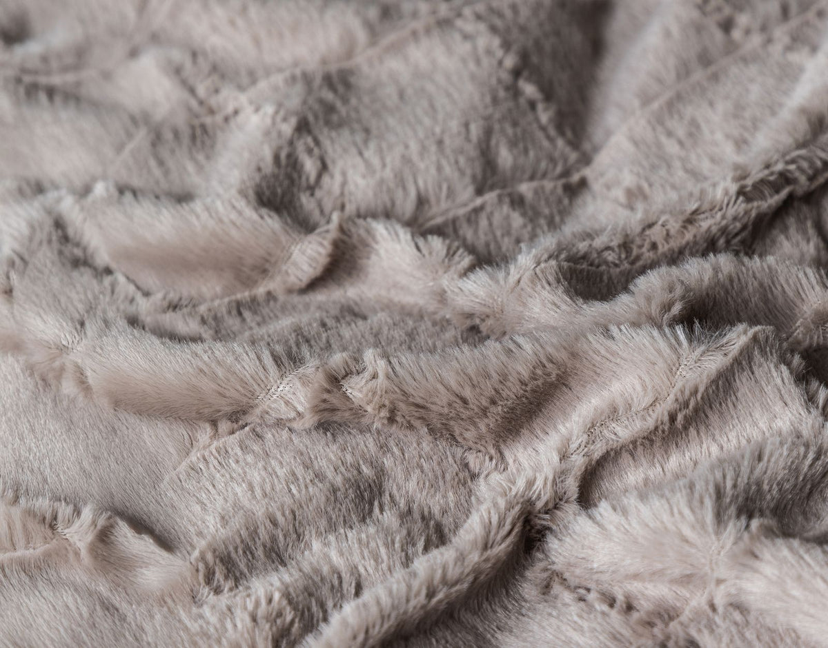 Dekbedovertrek Faux Fur Check Taupe