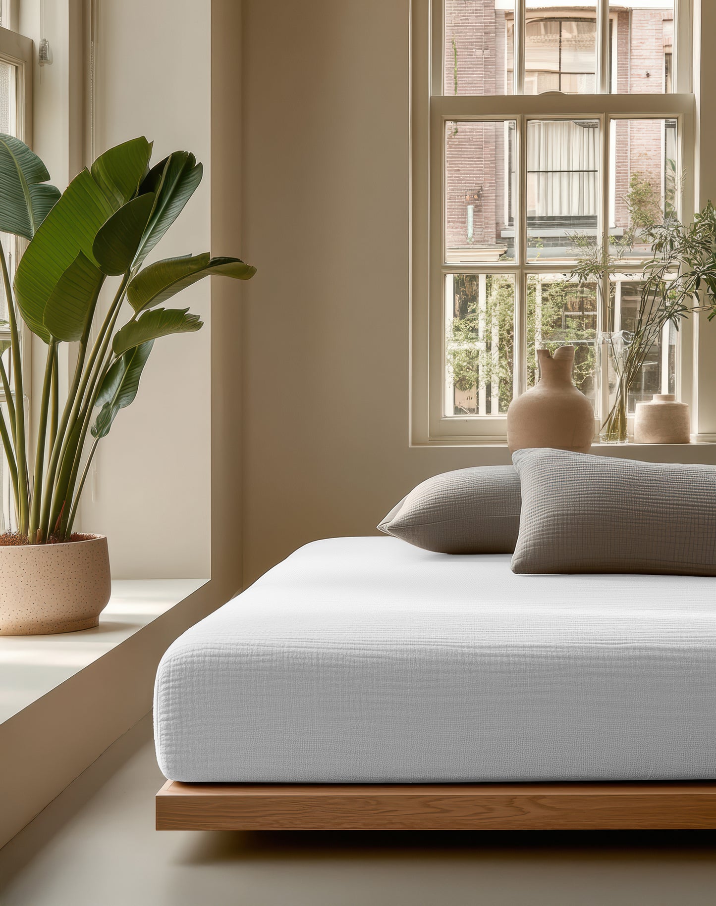 Hoeslaken Mousseline Wit 1+1 GRATIS