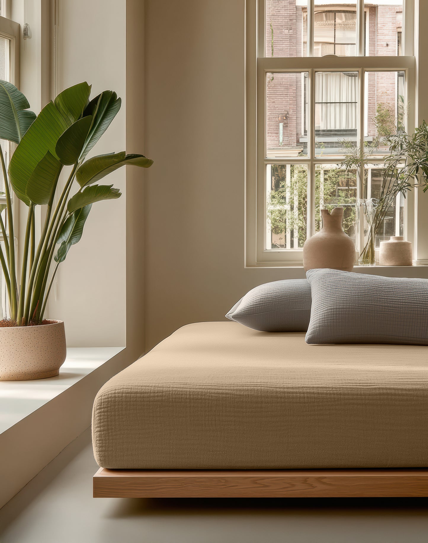 Hoeslaken Mousseline Nude 1+1 GRATIS