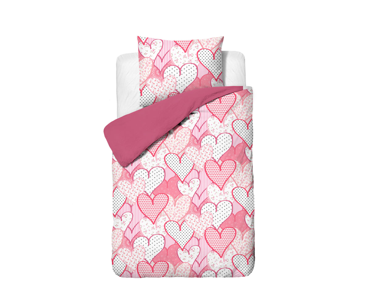 Dekbedovertrek Hearts love Roze