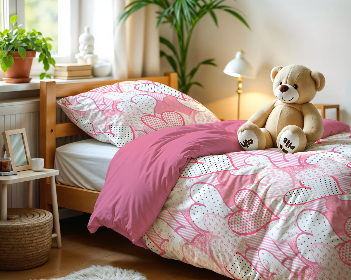 Dekbedovertrek Hearts love Roze