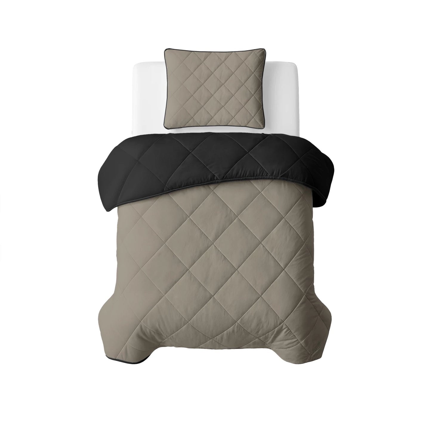 NordDream Dekbed United Zwart Taupe met kussenslopen 1+1 GRATIS