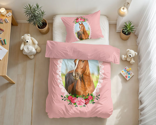 Dekbedovertrek Cute Horse Roze