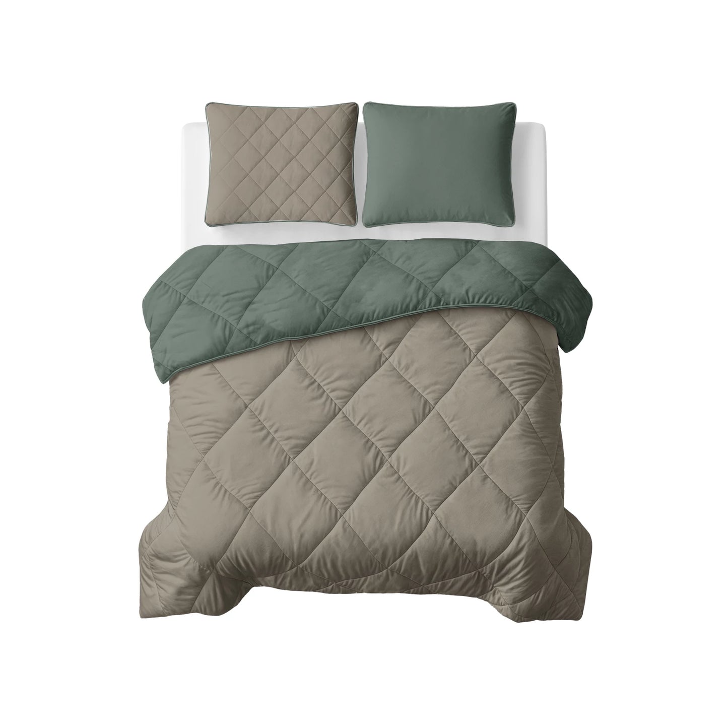 NordDream Dekbed United Groen Taupe met kussenslopen 1+1 GRATIS