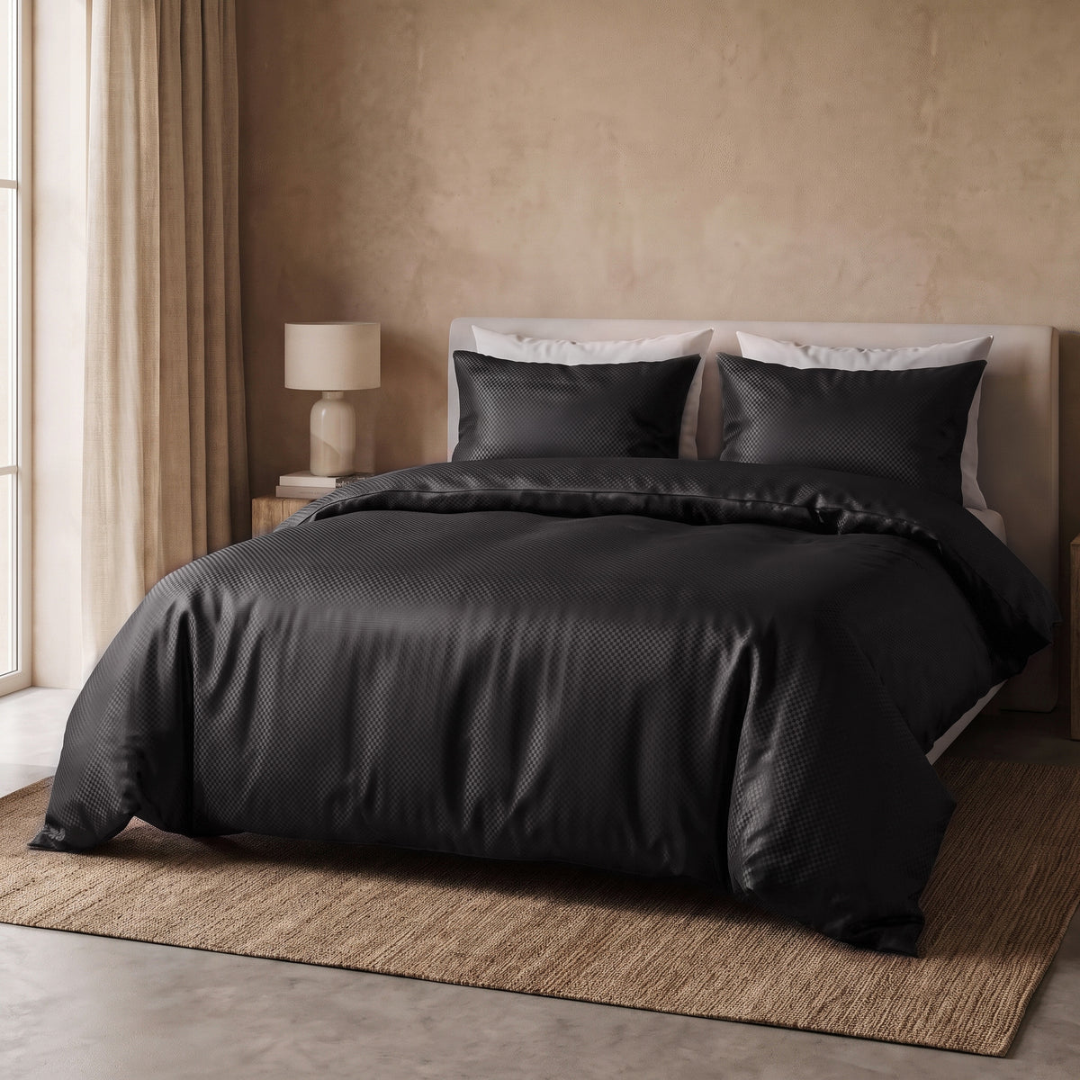 Dekbedovertrek Satin Point Zwart