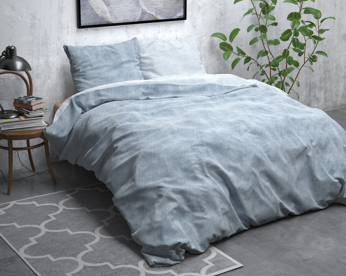 Dekbedovertrek Flanel Washed Cotton Blauw