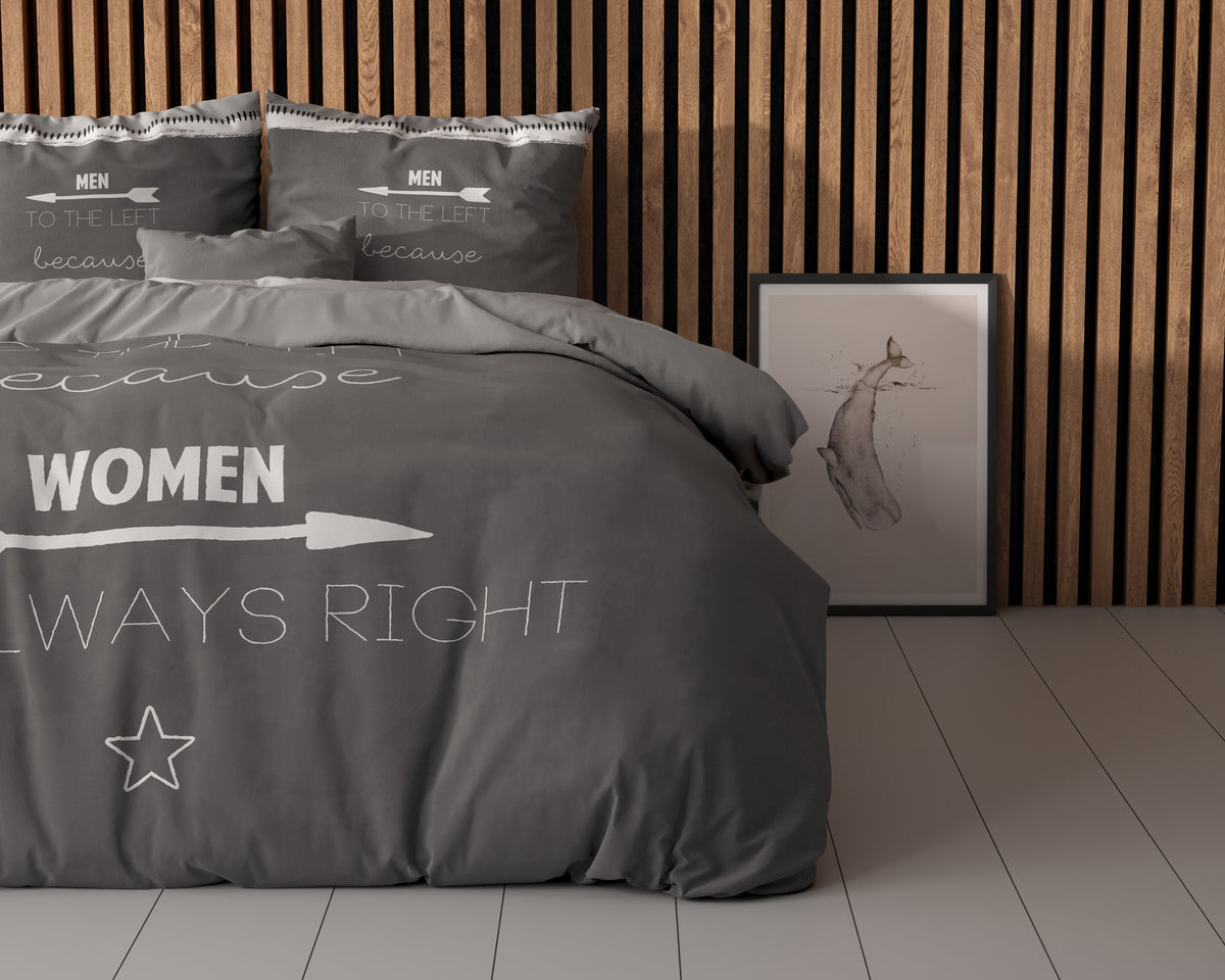 Dekbedovertrek Women Always Right Antraciet