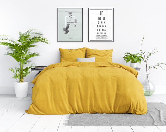 Dekbedovertrek Stone washed Mustard