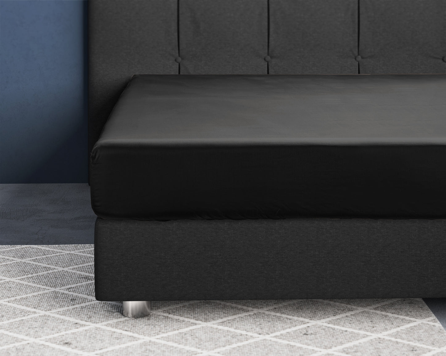 NordDream Satijnen Hoeslaken Zwart 1+1 GRATIS