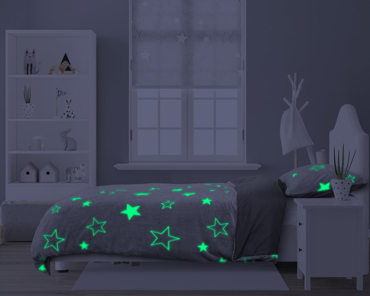 Dekbedovertrek Glow in the dark Stars Grijs