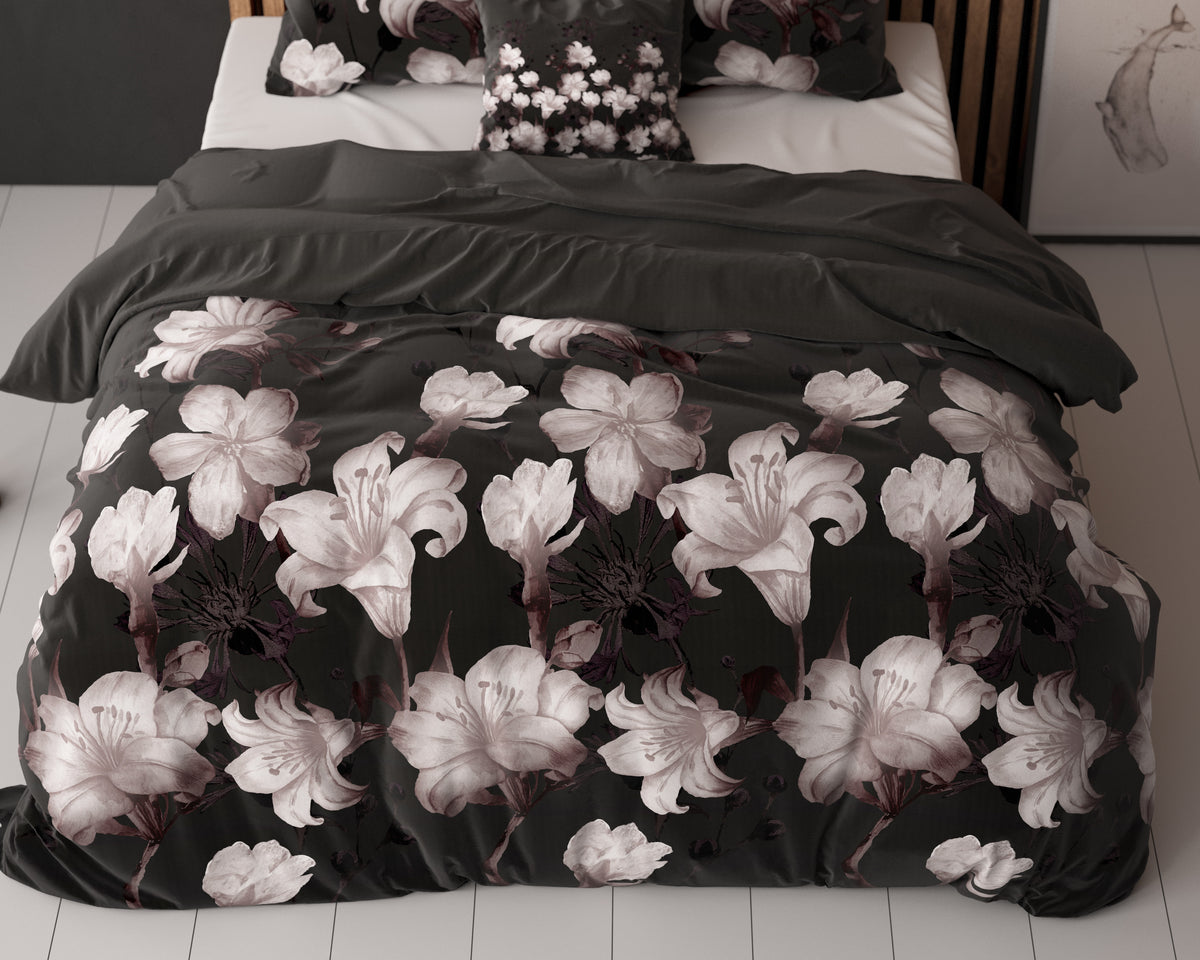 Dekbedovertrek Dark Flower Zwart