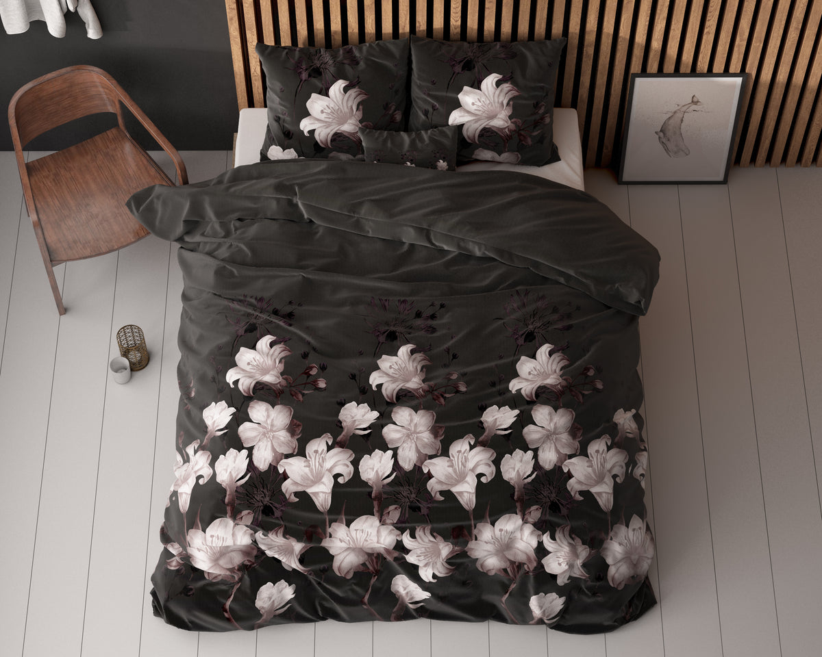 Dekbedovertrek Dark Flower Zwart