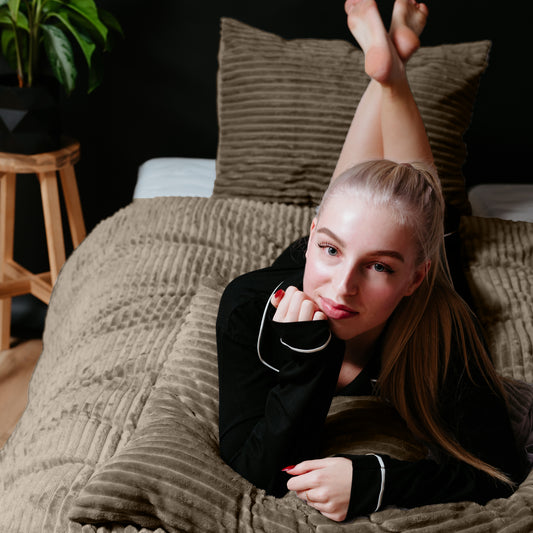 NordDream Dekbedovertrek Rib Teddy Taupe