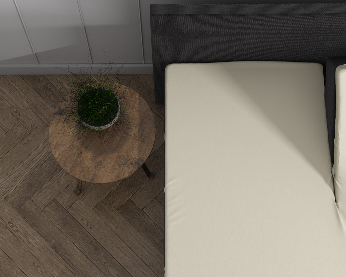 Dubbel Jersey 220 gr. Splittopper Hoeslaken Creme