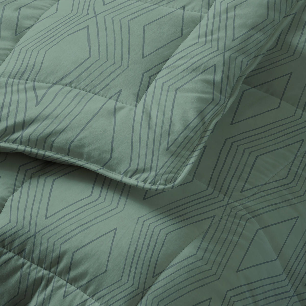 All-in one Lazy dekbed Dorian Groen Met Kussenslopen