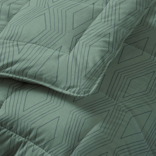 All-in one Lazy dekbed Dorian Groen Met Kussenslopen