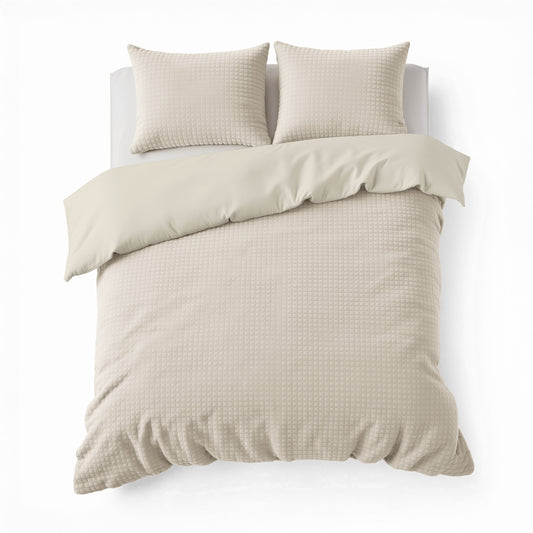 Dekbedovertrek Check Teddy Beige