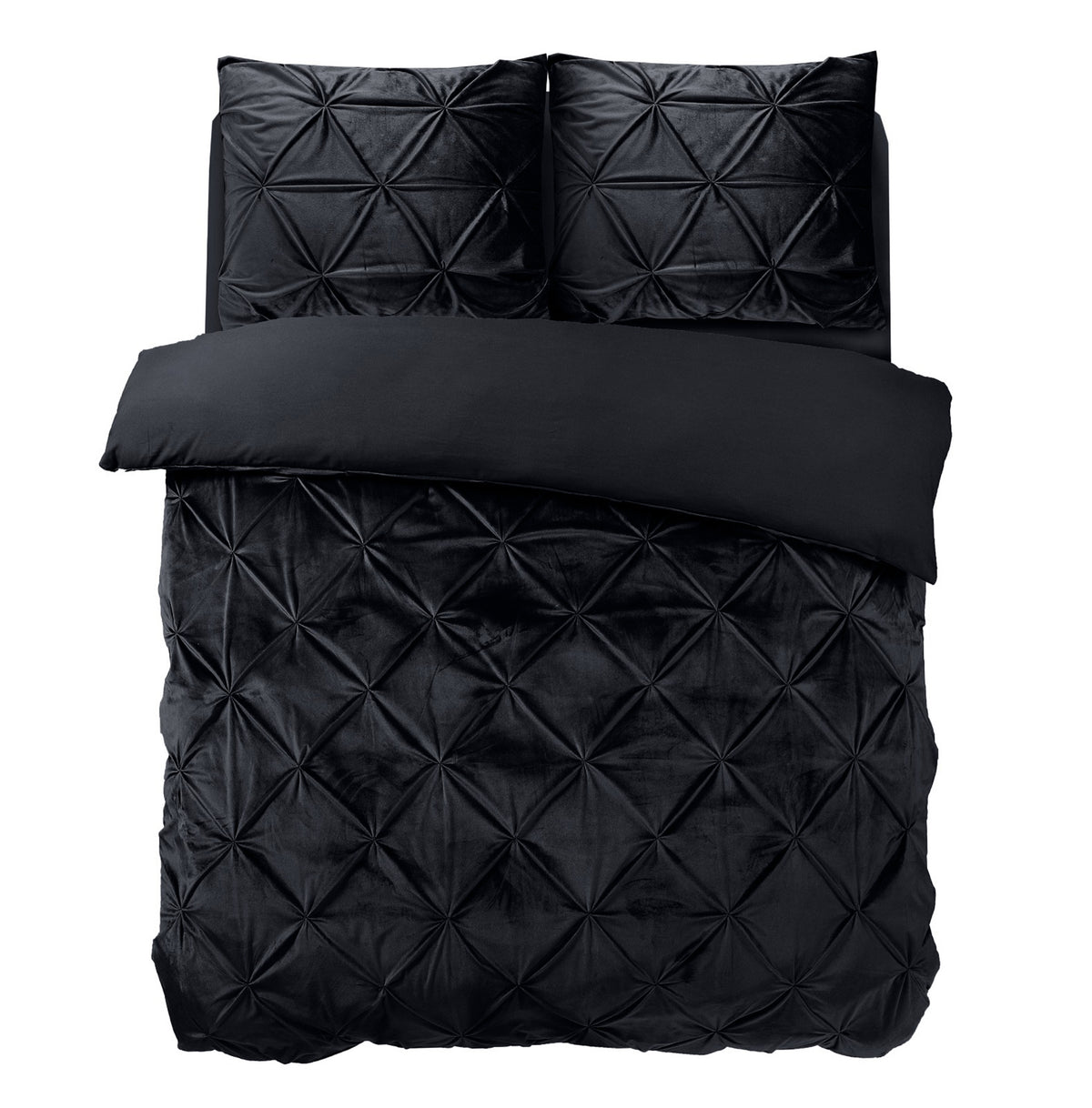 Dekbedovertrek Velvet Pintuck Zwart
