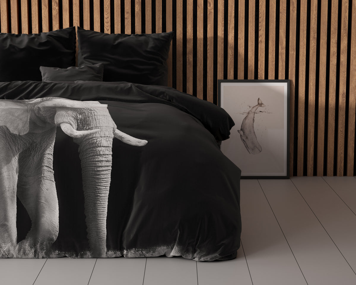 Dekbedovertrek Elephant Zwart