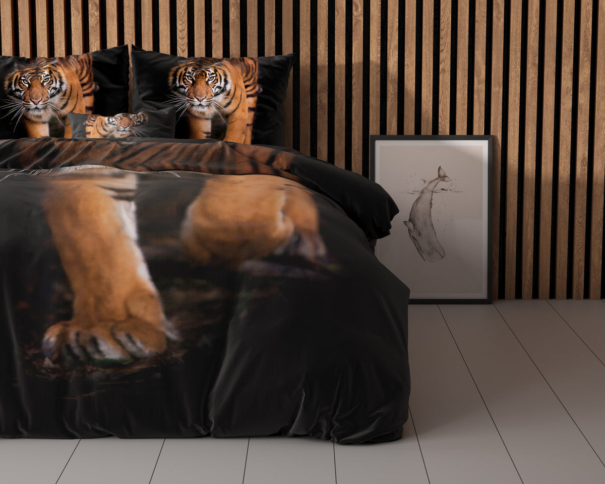 Dekbedovertrek Tiger icon Zwart