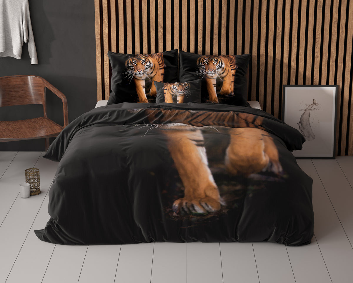 Dekbedovertrek Tiger icon Zwart