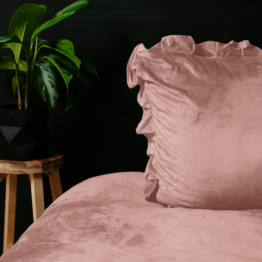 Dekbedovertrek Velvet Ruffles Oud Roze