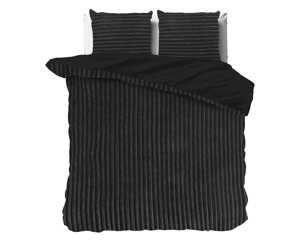 Dekbedovertrek Rib Teddy Zwart