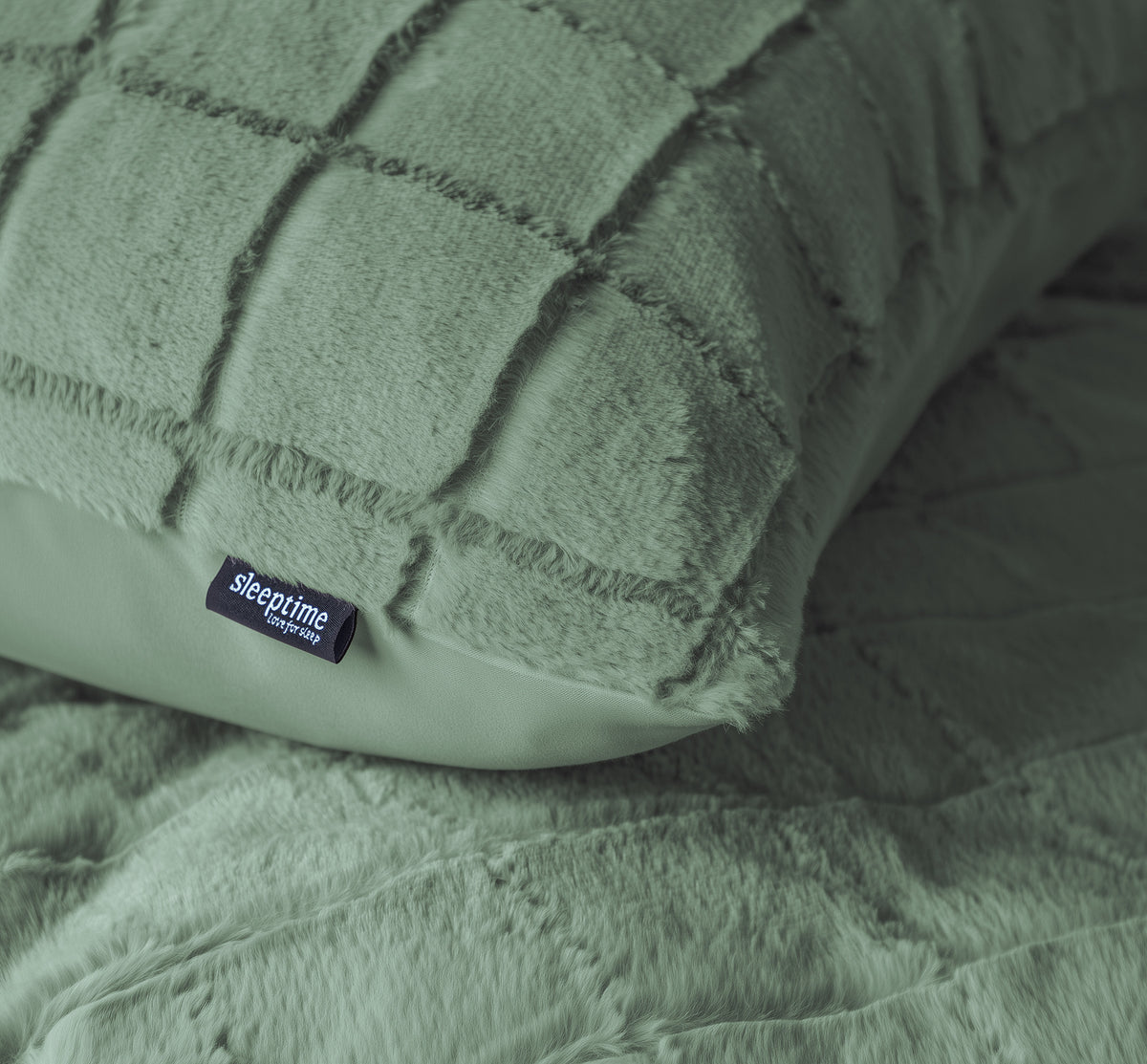 Dekbedovertrek Faux Fur Check Donker Groen
