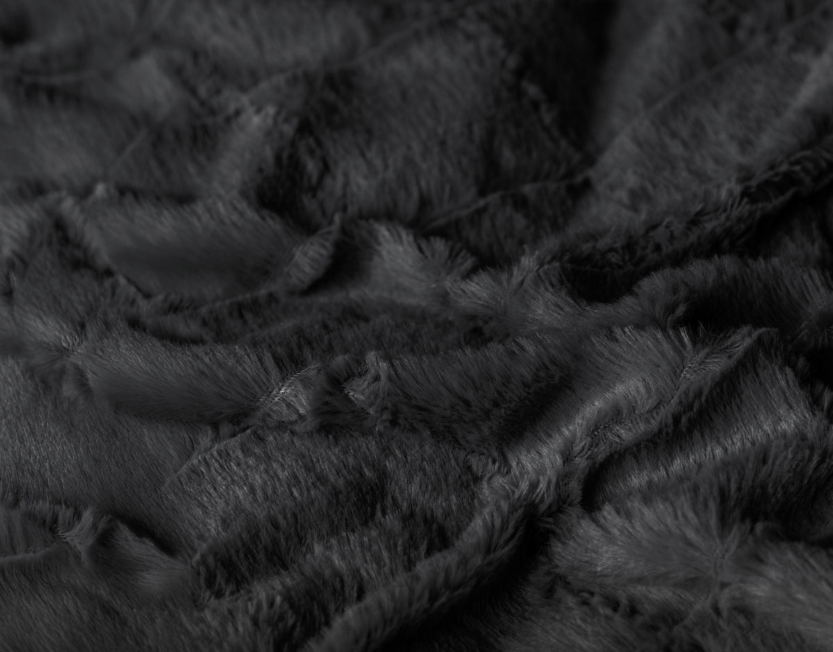 Dekbedovertrek Faux Fur Check Zwart